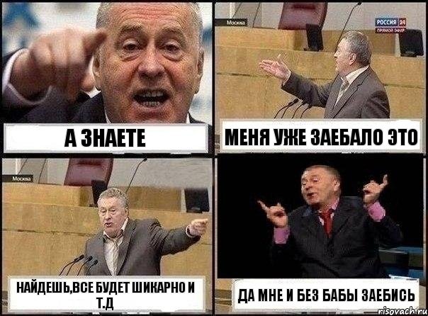 А ЗНАЕТЕ МЕНЯ УЖЕ ЗАЕБАЛО ЭТО НАЙДЕШЬ,ВСЕ БУДЕТ ШИКАРНО И Т.Д ДА МНЕ И БЕЗ БАБЫ ЗАЕБИСЬ, Комикс Жириновский клоуничает