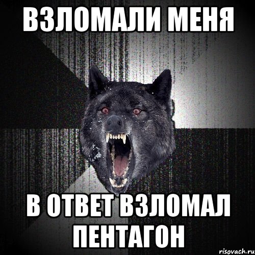 Взломали меня В ответ взломал пентагон, Мем  Злобный волк