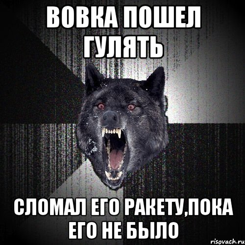 Вовка пошел гулять Сломал его ракету,пока его не было, Мем  Злобный волк