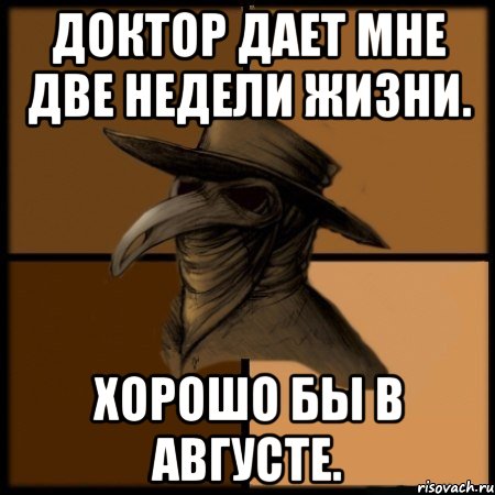 Доктор дает мне две недели жизни. Хорошо бы в августе., Мем  Чума