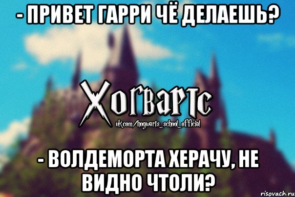 - Привет Гарри чё делаешь? - Волдеморта херачу, не видно чтоли?, Мем Хогвартс