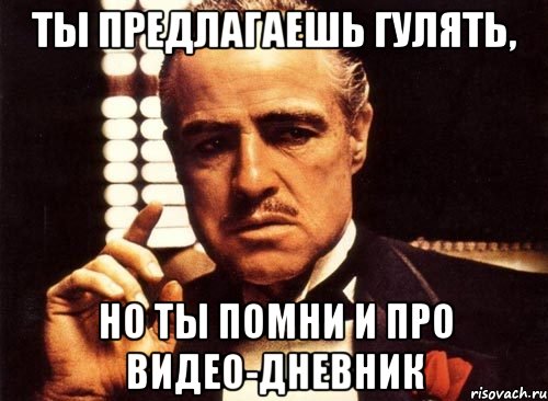 Ты предлагаешь гулять, но ты помни и про видео-дневник, Мем крестный отец