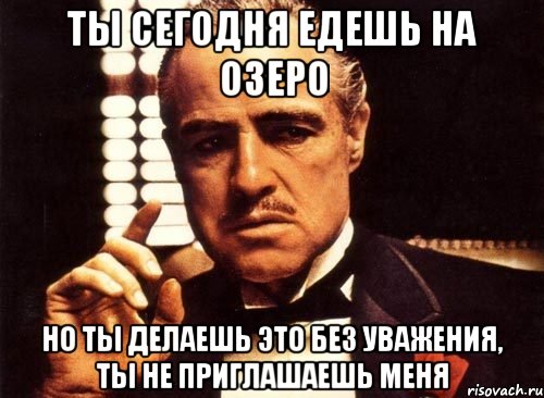 ты сегодня едешь на озеро но ты делаешь это без уважения, ты не приглашаешь меня, Мем крестный отец