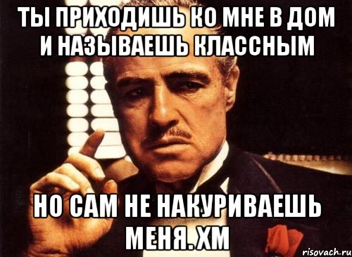 ты приходишь ко мне в дом и называешь классным но сам не накуриваешь меня. хм, Мем крестный отец