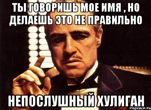 Ты говоришь мое имя , но делаешь это не правильно непослушный хулиган, Мем крестный отец