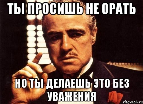 Ты просишь не орать Но ты делаешь это без уважения, Мем крестный отец