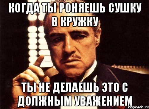 когда ты роняешь сушку в кружку ты не делаешь это с должным уважением, Мем крестный отец