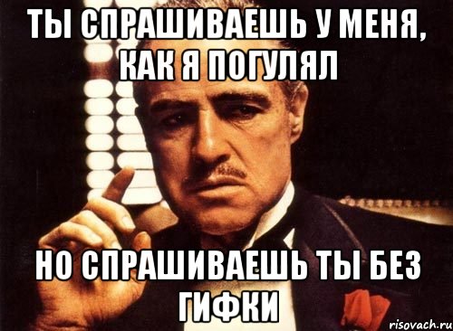 Ты спрашиваешь у меня, как я погулял но спрашиваешь ты без гифки, Мем крестный отец