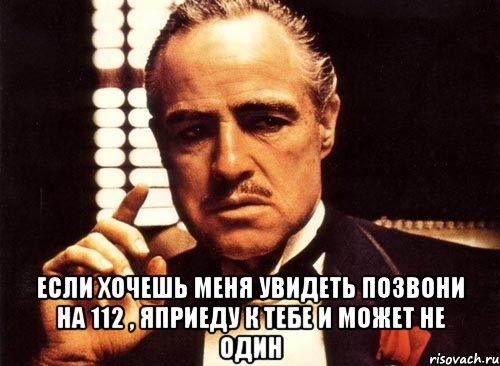  eсли хочeшь мeня увидeть позвони нa 112 , яприeду к тeбe и можeт нe один, Мем крестный отец