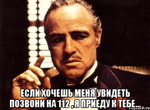  eсли хочeшь мeня увидeть позвони нa 112 , я приeду к тeбe..., Мем крестный отец