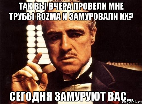 Так вы вчера провели мне трубы Rozma и замуровали их? Сегодня замуруют вас...