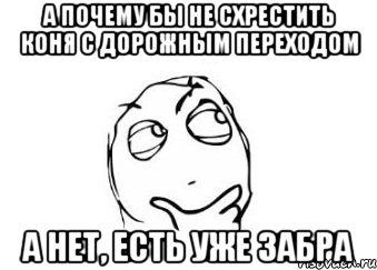 А почему бы не схрестить коня с дорожным переходом А нет, есть уже забра, Мем Мне кажется или