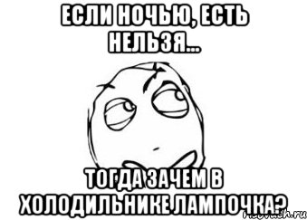 Если ночью, есть нельзя... Тогда зачем в холодильнике лампочка?, Мем Мне кажется или