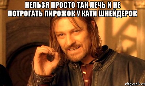 нельзя просто так лечь и не потрогать пирожок у Кати Шнейдерок , Мем Нельзя просто так взять и (Боромир мем)