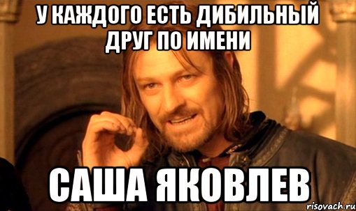 У каждого есть дибильный друг по имени Саша Яковлев, Мем Нельзя просто так взять и (Боромир мем)