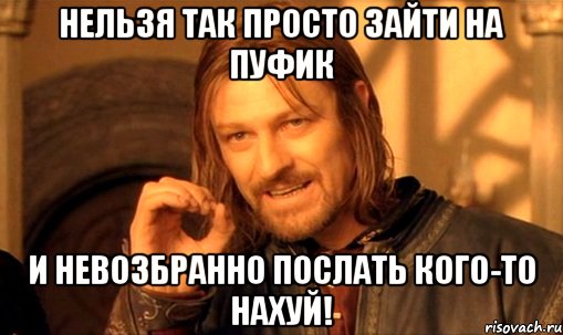 Нельзя так просто зайти на ПУФик и невозбранно послать кого-то нахуй!, Мем Нельзя просто так взять и (Боромир мем)