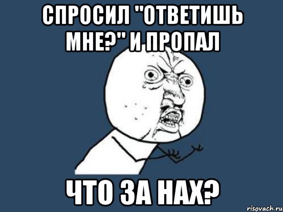 Спросил "ответишь мне?" и пропал что за нах?, Мем Ну почему