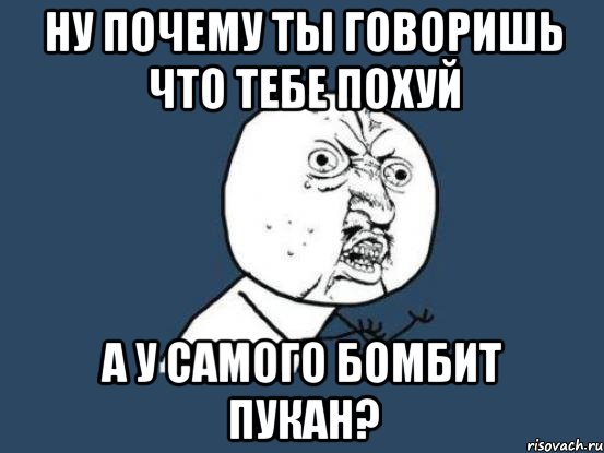 НУ ПОЧЕМУ ТЫ ГОВОРИШЬ ЧТО ТЕБЕ ПОХУЙ А У САМОГО БОМБИТ ПУКАН?, Мем Ну почему