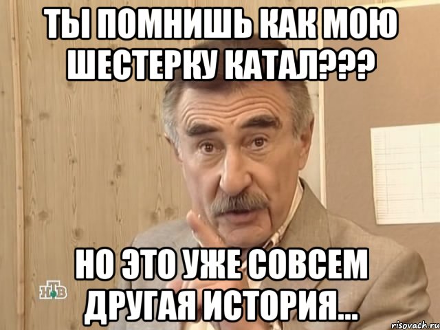 ТЫ ПОМНИШЬ КАК МОЮ ШЕСТЕРКУ КАТАЛ??? НО ЭТО УЖЕ СОВСЕМ ДРУГАЯ ИСТОРИЯ..., Мем Каневский (Но это уже совсем другая история)