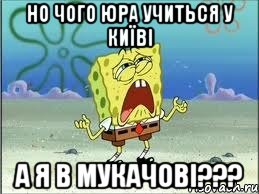 Но чого юра учиться у київі А я в мукачові???, Мем Спанч Боб плачет