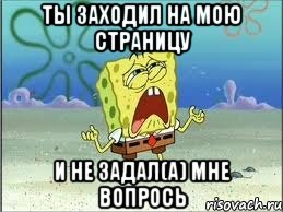 ТЫ ЗАХОДИЛ НА МОЮ СТРАНИЦУ И НЕ ЗАДАЛ(А) МНЕ ВОПРОСЬ, Мем Спанч Боб плачет