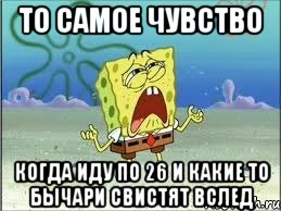 ТО САМОЕ ЧУВСТВО КОГДА ИДУ ПО 26 И КАКИЕ ТО БЫЧАРИ СВИСТЯТ ВСЛЕД, Мем Спанч Боб плачет