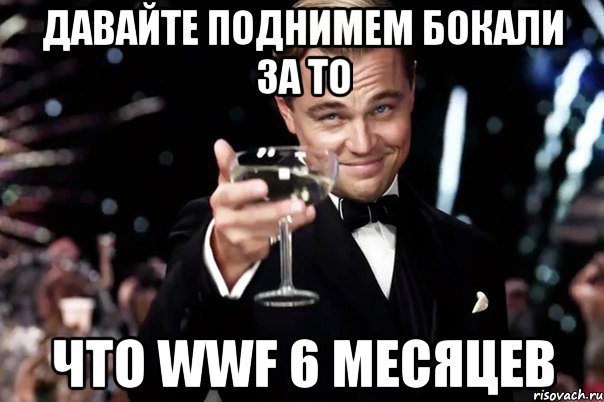 Давайте поднимем бокали за то что WWF 6 Месяцев, Мем Великий Гэтсби (бокал за тех)