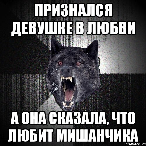 ПРИЗНАЛСЯ ДЕВУШКЕ В ЛЮБВИ А ОНА СКАЗАЛА, ЧТО ЛЮБИТ МИШАНЧИКА, Мем  Злобный волк