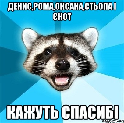 ДЕНИС,РОМА,ОКСАНА,СТЬОПА І ЄНОТ КАЖУТЬ СПАСИБІ, Мем Енот-Каламбурист