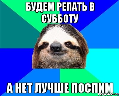 Будем репать в субботу А нет лучше поспим, Мем Ленивец