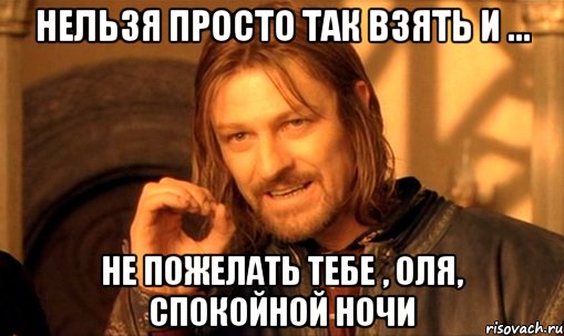 Нельзя просто так взять и ... Не пожелать тебе , Оля, спокойной ночи, Мем Нельзя просто так взять и (Боромир мем)