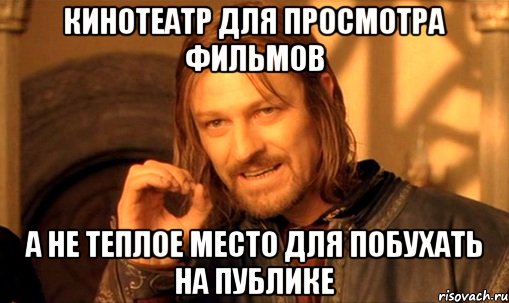 кинотеатр для просмотра фильмов а не теплое место для побухать на публике, Мем Нельзя просто так взять и (Боромир мем)