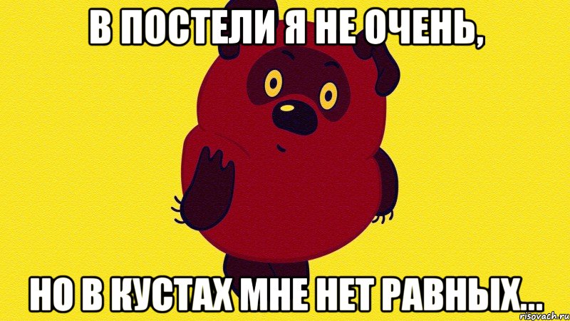 В постели я не очень, но в кустах мне нет равных..., Мем Неприличный Винни Пух