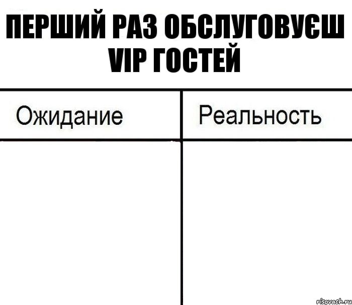 Перший раз обслуговуєш VIP гостей  , Комикс  Ожидание - реальность