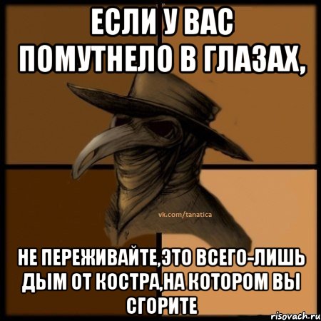 Если у вас помутнело в глазах, не переживайте,это всего-лишь дым от костра,на котором вы сгорите, Мем  Чума