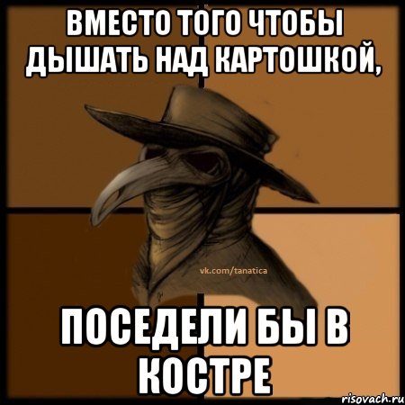 Вместо того чтобы дышать над картошкой, поседели бы в костре, Мем  Чума