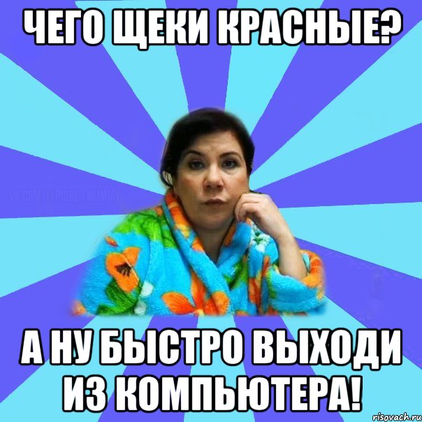 Чего щеки красные? А ну быстро выходи из компьютера!, Мем типичная мама