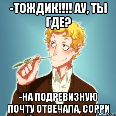 -ТОЖДИК!!!! АУ, ТЫ ГДЕ? -на подревизную почту отвечала, сорри