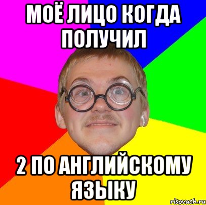 Моё лицо когда получил 2 по английскому языку, Мем Типичный ботан