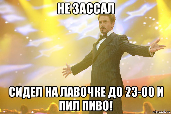 Не зассал Сидел на лавочке до 23-00 и пил пиво!, Мем Тони Старк (Роберт Дауни младший)