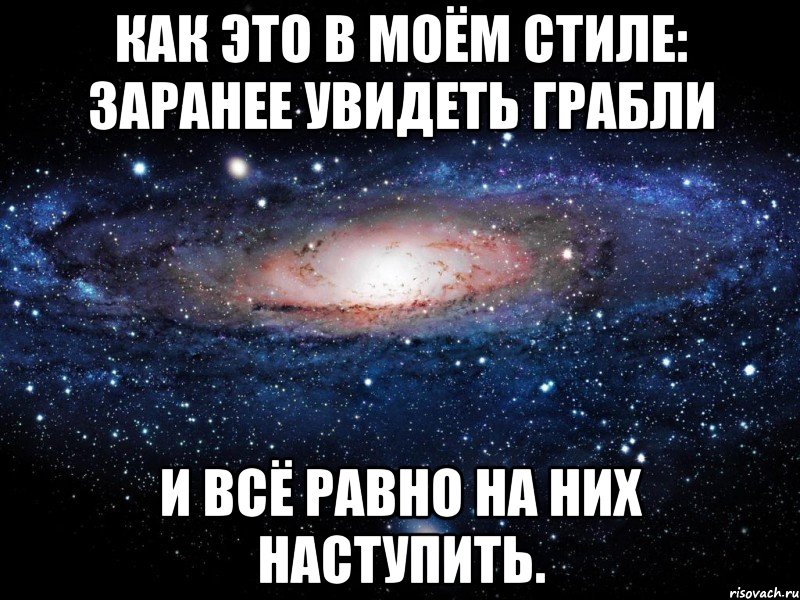 Как это в моём стиле: заранее увидеть грабли и всё равно на них наступить., Мем Вселенная