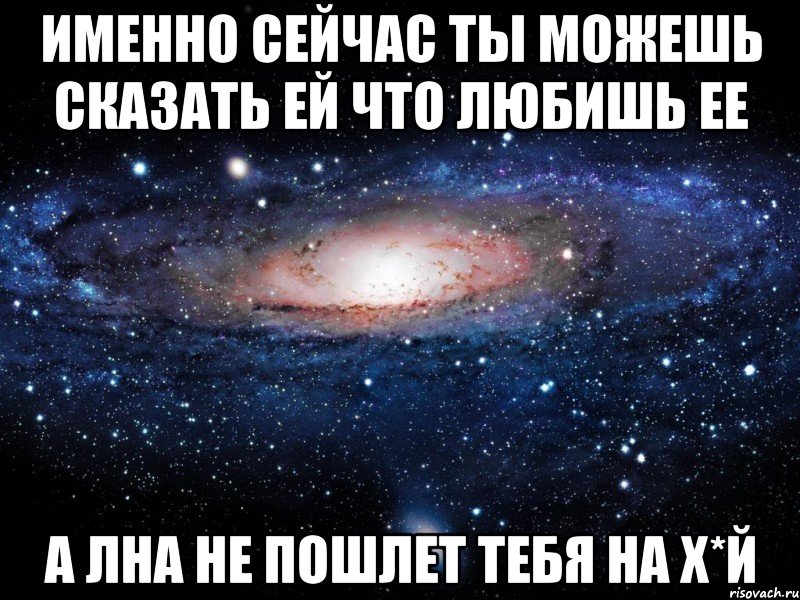 именно сейчас ты можешь сказать ей что любишь ее а лна не пошлет тебя на х*й, Мем Вселенная