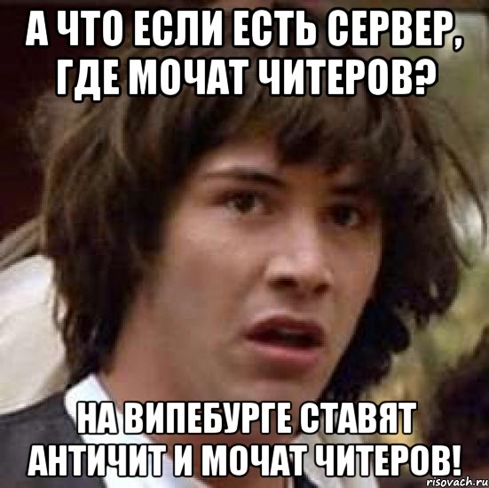 А что если есть сервер, где мочат читеров? На випебурге ставят античит и мочат читеров!, Мем А что если (Киану Ривз)