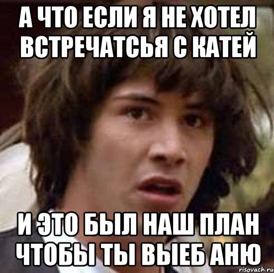 а что если я не хотел встречатсья с катей и это был наш план чтобы ты выеб Аню, Мем А что если (Киану Ривз)