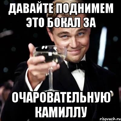 Давайте поднимем это бокал за Очаровательную Камиллу, Мем Великий Гэтсби (бокал за тех)