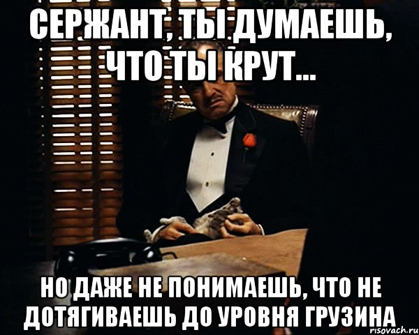 Сержант ты ведешь отделение на верную. Предложение от которого невозможно отказаться Мем. Тебе сержант о мине говорил.