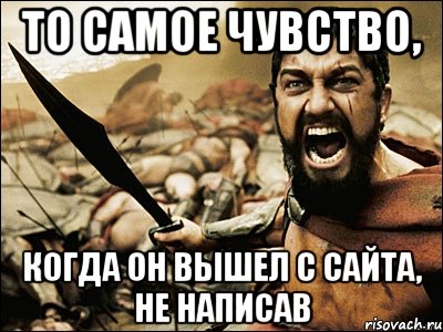 То самое чувство, когда он вышел с сайта, не написав, Мем Это Спарта