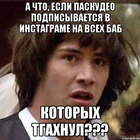 А что, если паскудео подписывается в инстаграме на всех баб которых тгахнул???, Мем А что если (Киану Ривз)