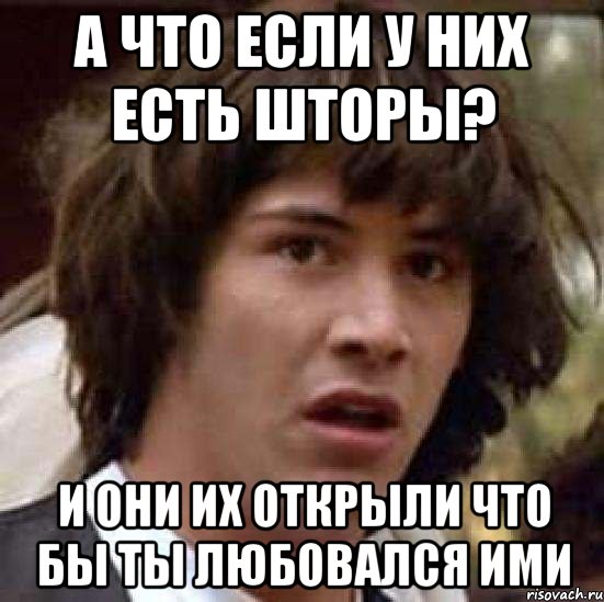 А что если у них есть шторы? И они их открыли что бы ты любовался ими, Мем А что если (Киану Ривз)