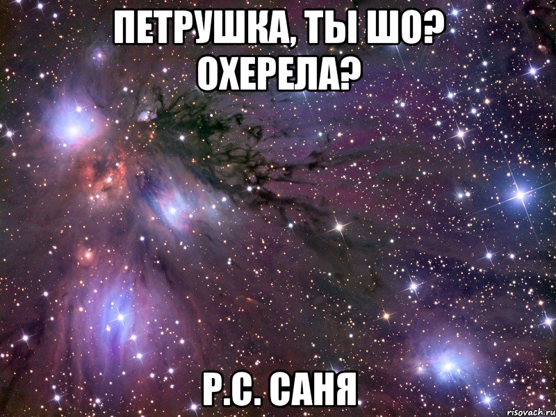 Петрушка, ты шо? Охерела? Р.С. Саня, Мем Космос